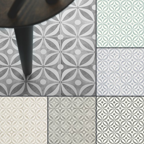 Cement tile effect cushioned - cement,