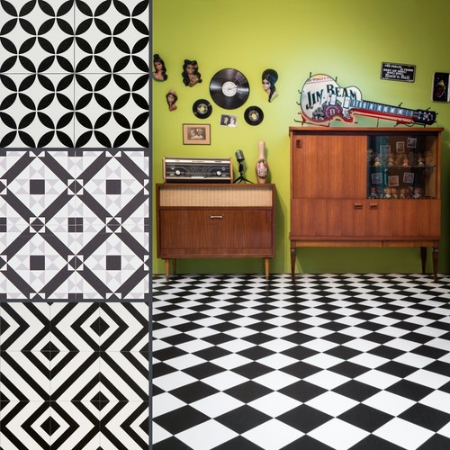 Geometric tile effect cushion - geometric,