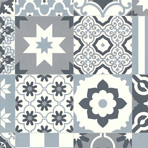 Steel grey patchwork patterned - steel,