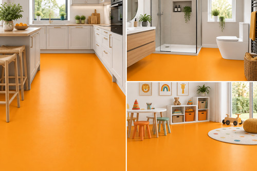 Orange matt vinyl flooring - vinyl,